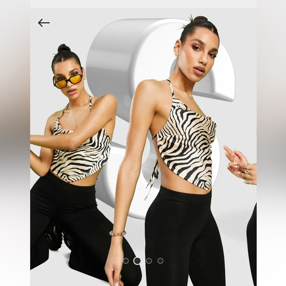 ASOS DESIGN scarf double tie halter in tiger print